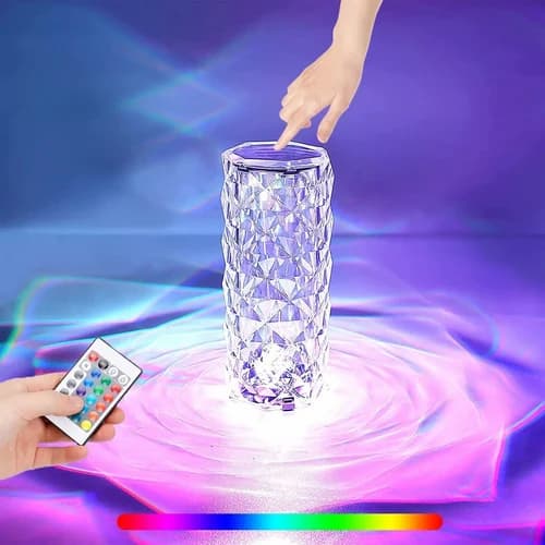 Crystal Diamond Lamp with Remote, Color Changing Touch USB Rechargeable
