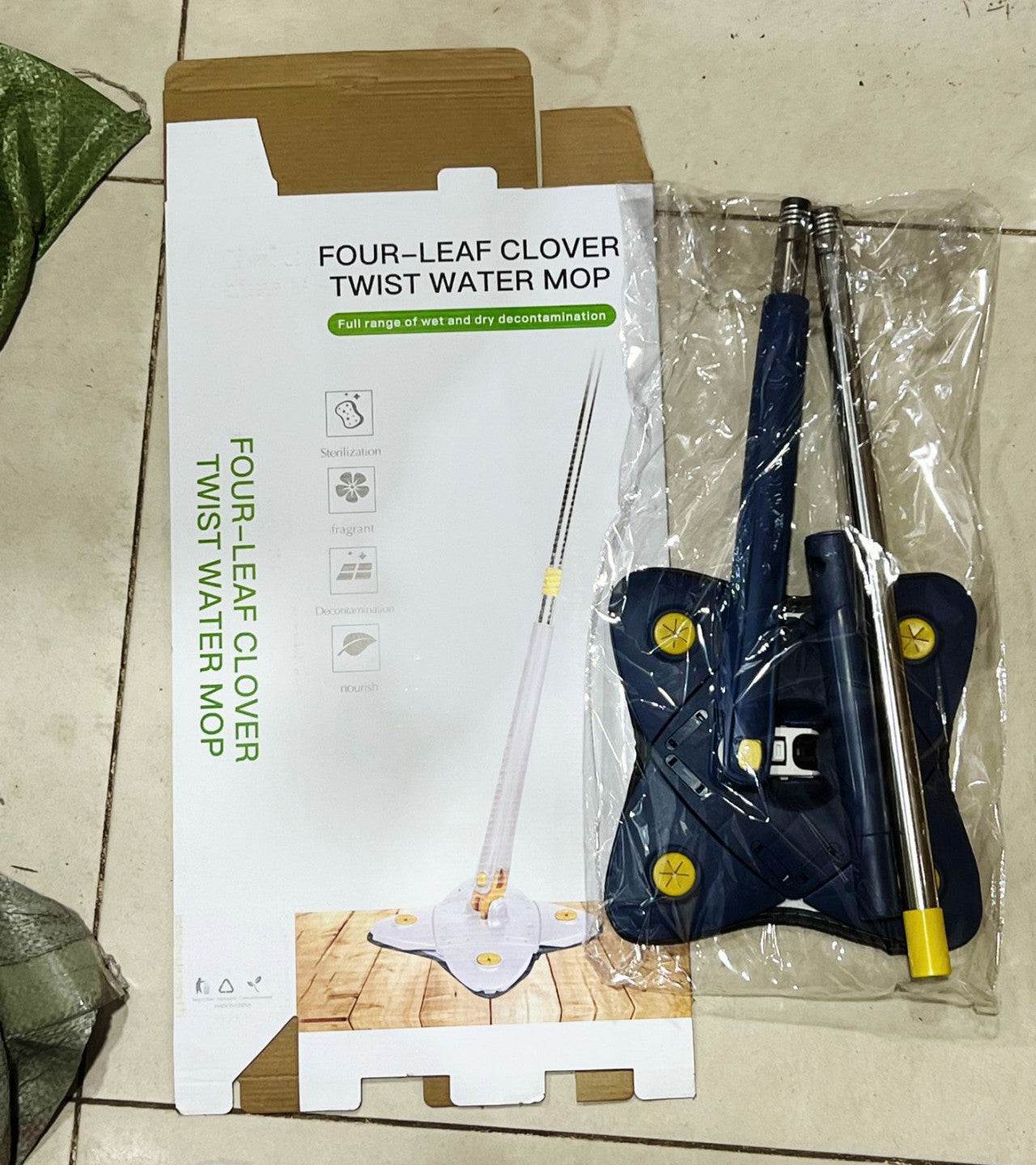 Rotatable 4 Leaf Auto Twist Mop