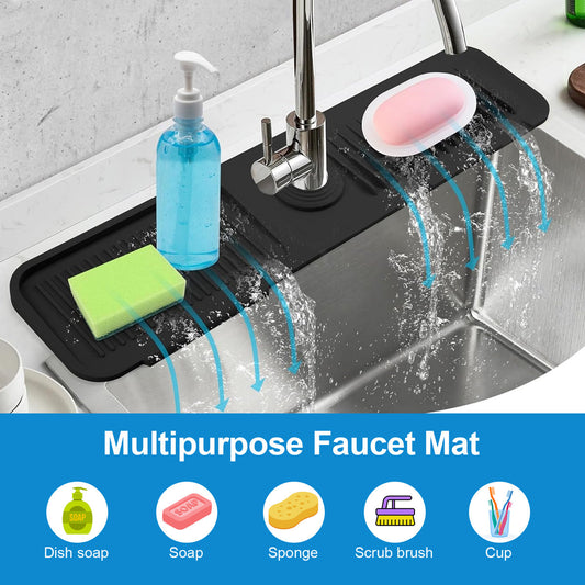 Silicone Kitchen Faucet Mat, Kitchen Sink Splash Guard